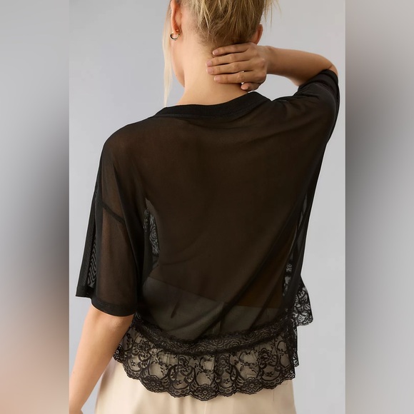 DOLAN Short-Sleeve Sheer Lace Top - Picture 2 of 5